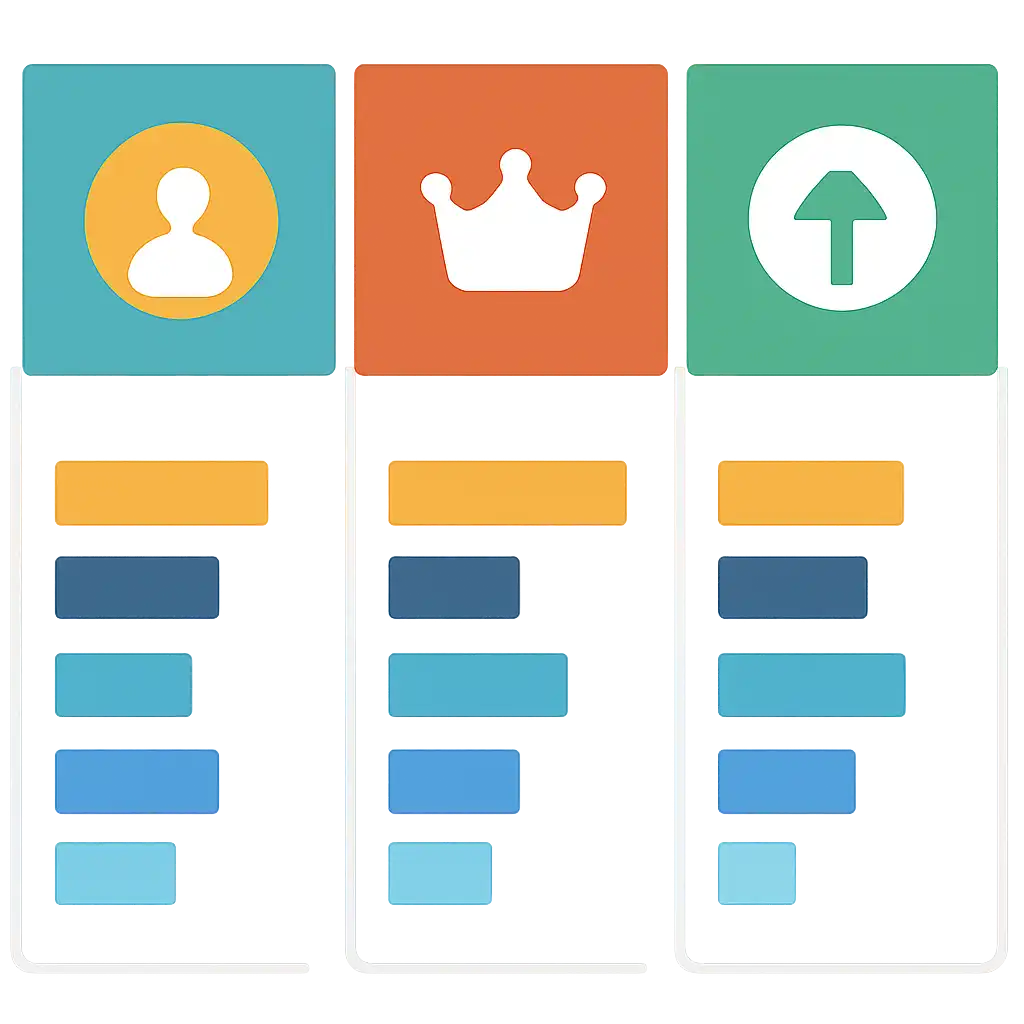 Infographic comparing options using coloured bars and icons only, no text or labels, flat design, Yaar Win